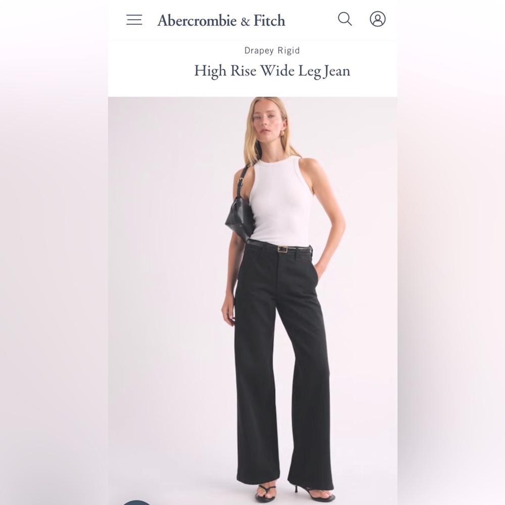 Abercrombie & Fitch Curve Love Wide-Leg Black Pants Short